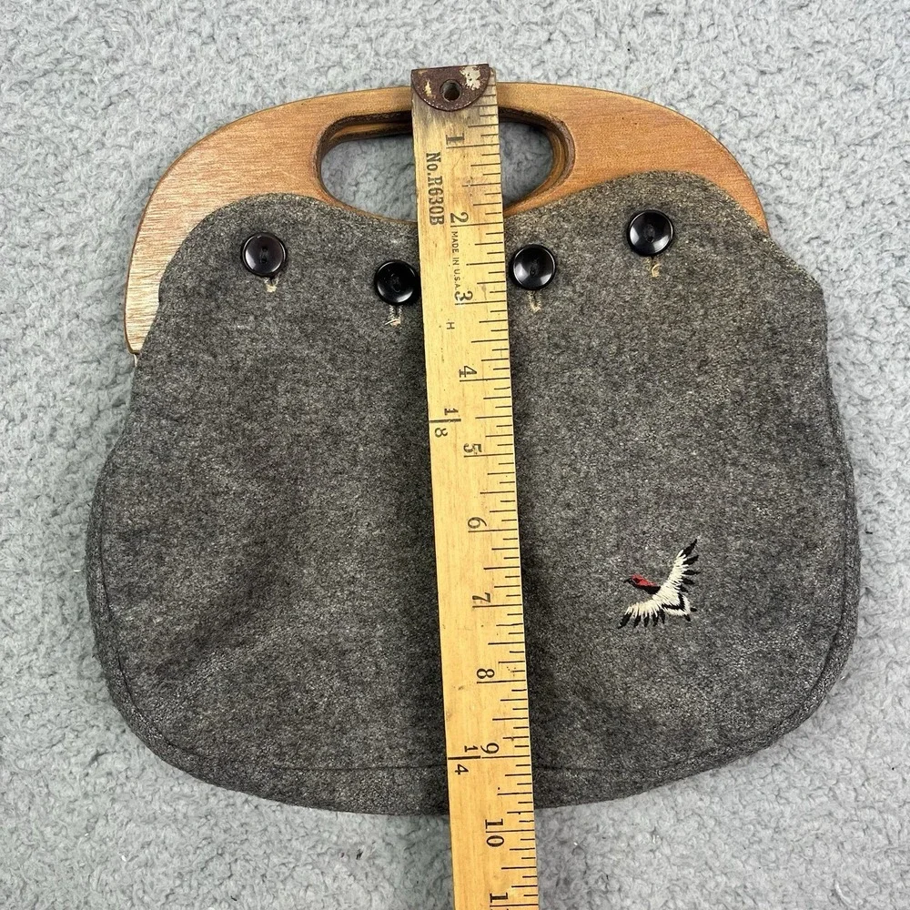 Vintage Bird Gray‎ Wooden Handle Purse Grannycore Prop Costume Display